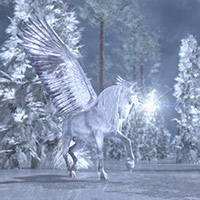 a magical pegasus dances on the ice