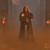 The flames in the brazier echoed loudly in the great hall. She was alone . .