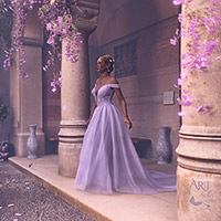 A beautiful princess yearns to leave the quiet elegance of the palace courtyard behind..