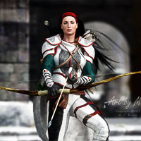 RPG female ranger in winter