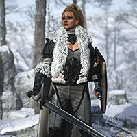 a Viking shieldmaiden senses something in the air