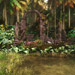 Jungle pond with ruins